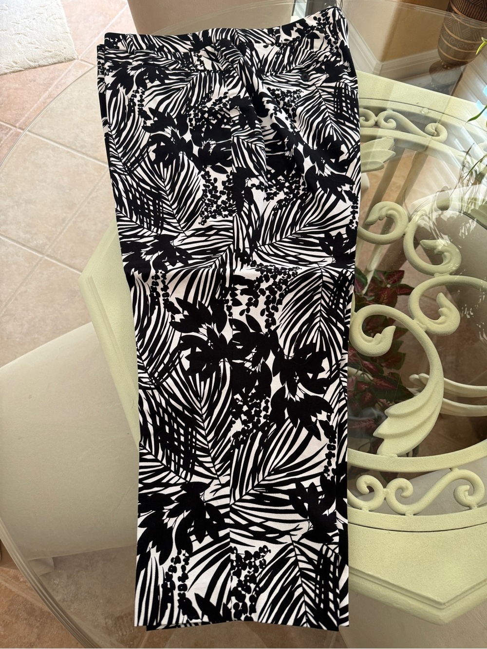 Lane Bryant Black and White Tropical Print Skirt